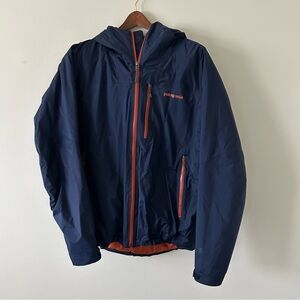 Patagonia Mens Insulated Navy and Umber Hooded Jacket Sz L